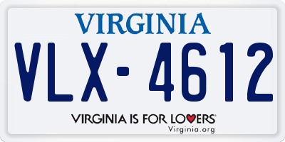 VA license plate VLX4612