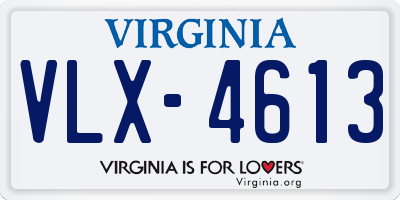 VA license plate VLX4613