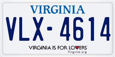 VA license plate VLX4614