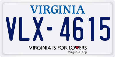 VA license plate VLX4615