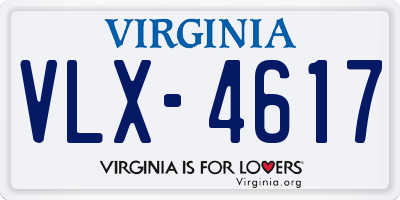 VA license plate VLX4617