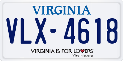 VA license plate VLX4618