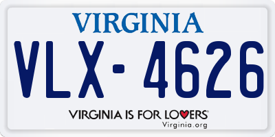 VA license plate VLX4626