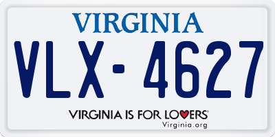 VA license plate VLX4627