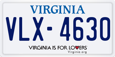 VA license plate VLX4630