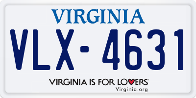 VA license plate VLX4631