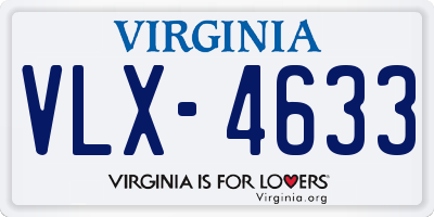 VA license plate VLX4633
