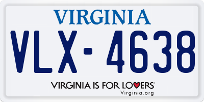 VA license plate VLX4638