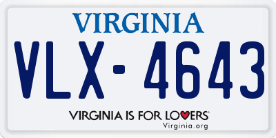 VA license plate VLX4643