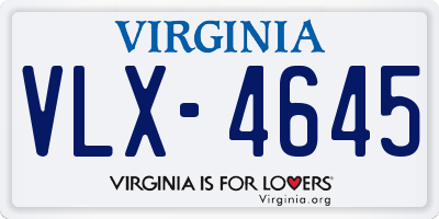 VA license plate VLX4645