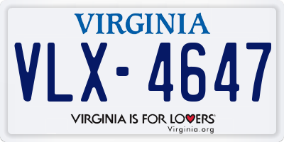 VA license plate VLX4647