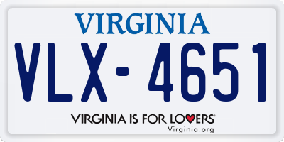 VA license plate VLX4651