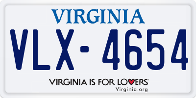 VA license plate VLX4654