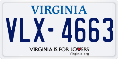 VA license plate VLX4663