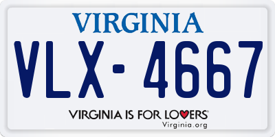 VA license plate VLX4667