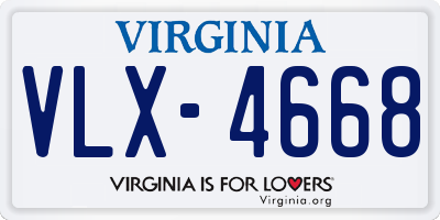 VA license plate VLX4668