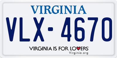 VA license plate VLX4670