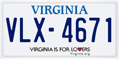 VA license plate VLX4671