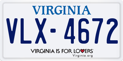 VA license plate VLX4672