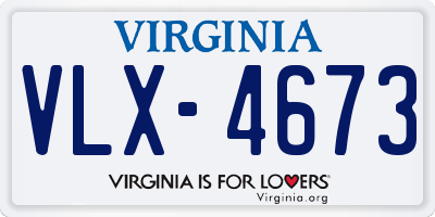 VA license plate VLX4673