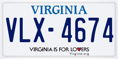 VA license plate VLX4674