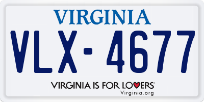 VA license plate VLX4677