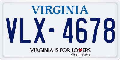 VA license plate VLX4678