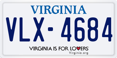 VA license plate VLX4684