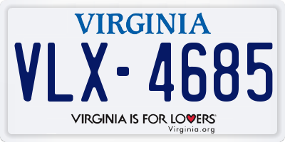 VA license plate VLX4685