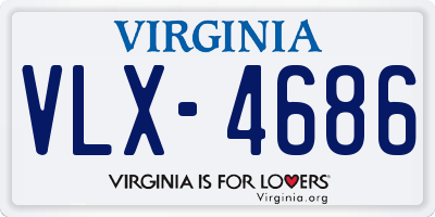 VA license plate VLX4686