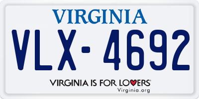 VA license plate VLX4692