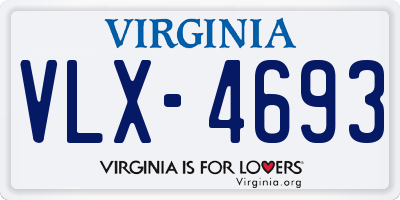 VA license plate VLX4693