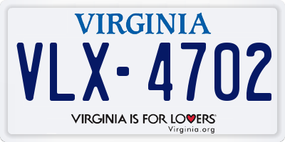 VA license plate VLX4702