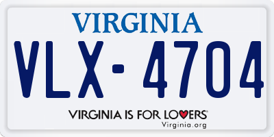 VA license plate VLX4704