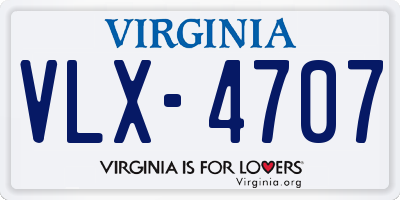 VA license plate VLX4707