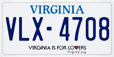 VA license plate VLX4708