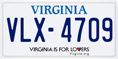 VA license plate VLX4709