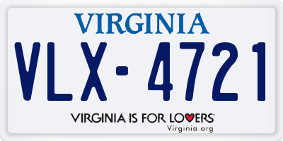 VA license plate VLX4721