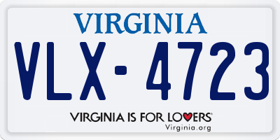 VA license plate VLX4723