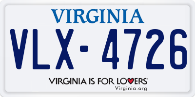 VA license plate VLX4726