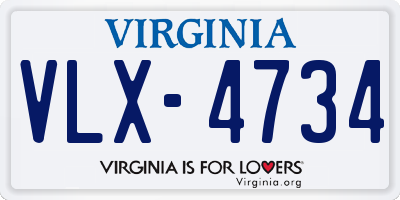 VA license plate VLX4734