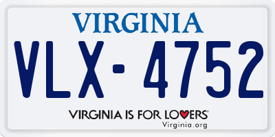 VA license plate VLX4752