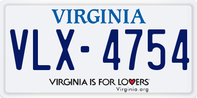 VA license plate VLX4754