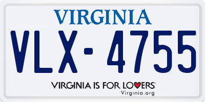 VA license plate VLX4755