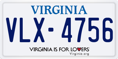 VA license plate VLX4756