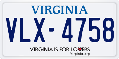 VA license plate VLX4758