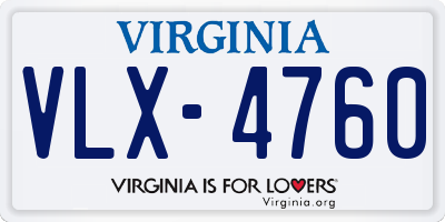 VA license plate VLX4760