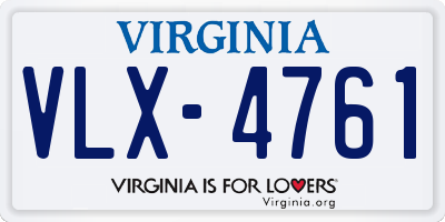 VA license plate VLX4761