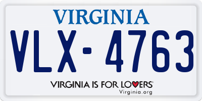 VA license plate VLX4763