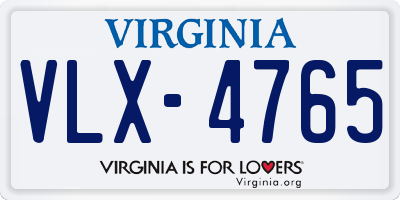 VA license plate VLX4765